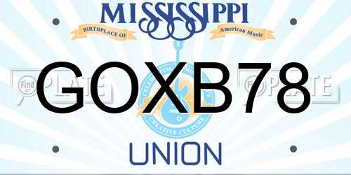 GOXB78 Mississippi License Plate