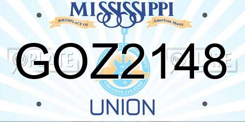 GOZ2148 Mississippi License Plate