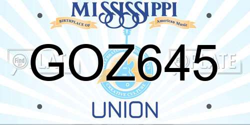 GOZ645 Mississippi License Plate