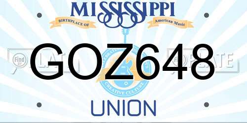 GOZ648 Mississippi License Plate