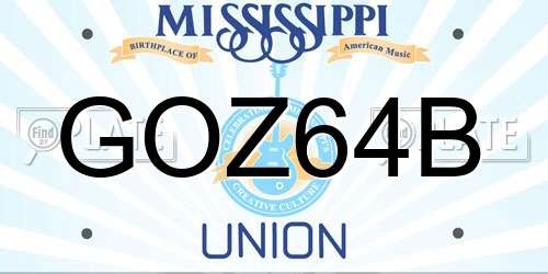 GOZ64B Mississippi License Plate
