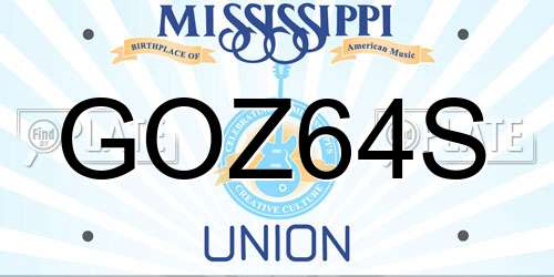 GOZ64S Mississippi License Plate