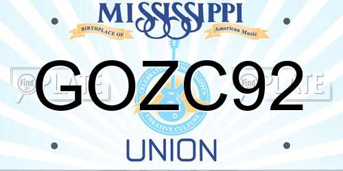 GOZC92 Mississippi License Plate