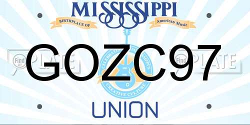 GOZC97 Mississippi License Plate