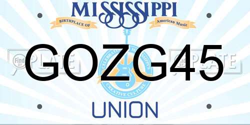 GOZG45 Mississippi License Plate