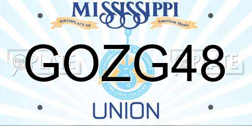 GOZG48 Mississippi License Plate