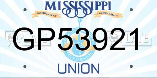 GP53921 Mississippi License Plate