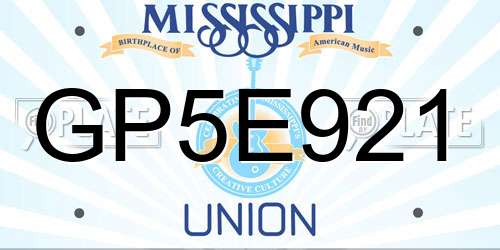 GP5E921 Mississippi License Plate