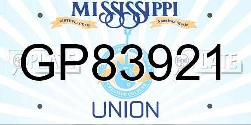 GP83921 Mississippi License Plate