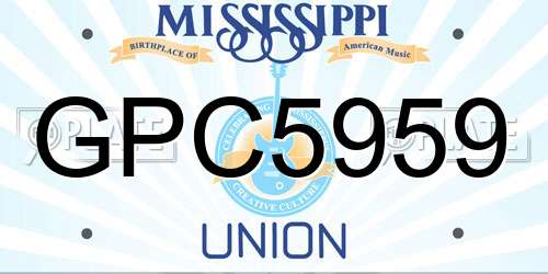 GPC5959 Mississippi License Plate
