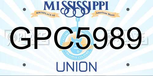 GPC5989 Mississippi License Plate