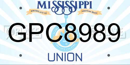 GPC8989 Mississippi License Plate