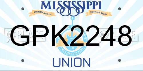 GPK2248 Mississippi License Plate