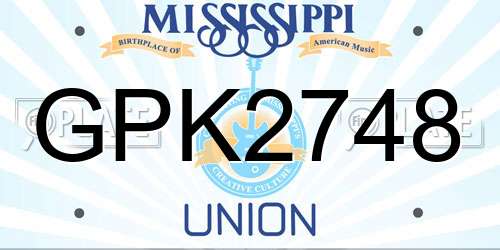 GPK2748 Mississippi License Plate