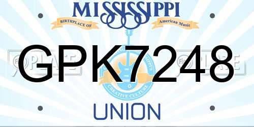 GPK7248 Mississippi License Plate
