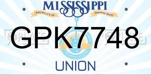 GPK7748 Mississippi License Plate