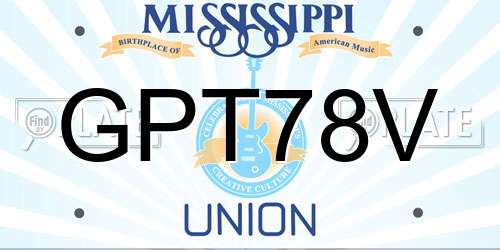 GPT78V Mississippi License Plate