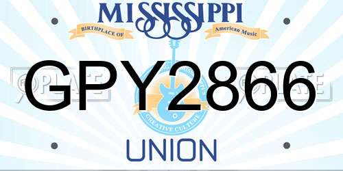 GPY2866 Mississippi License Plate