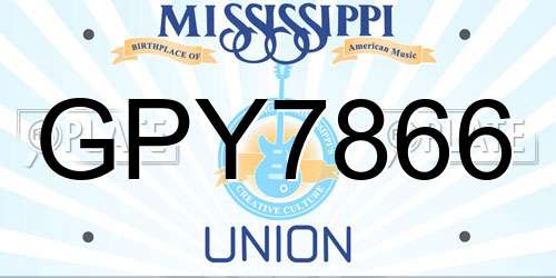 GPY7866 Mississippi License Plate