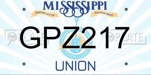 GPZ217 Mississippi License Plate