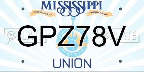 GPZ78V Mississippi License Plate