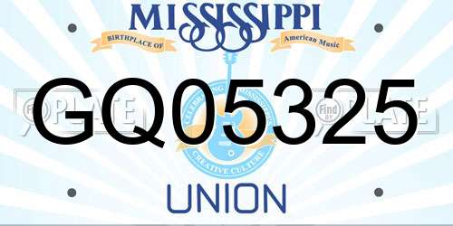 GQ05325 Mississippi License Plate