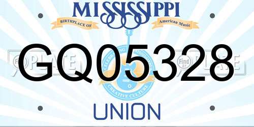 GQ05328 Mississippi License Plate
