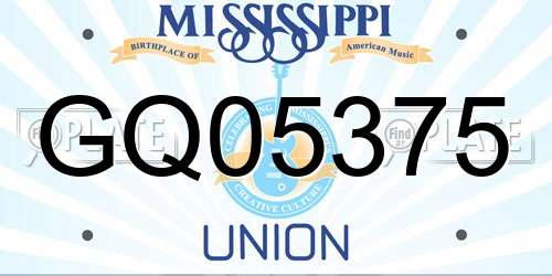 GQ05375 Mississippi License Plate