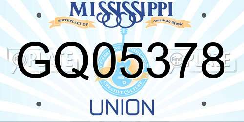 GQ05378 Mississippi License Plate