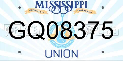 GQ08375 Mississippi License Plate