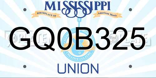 GQ0B325 Mississippi License Plate