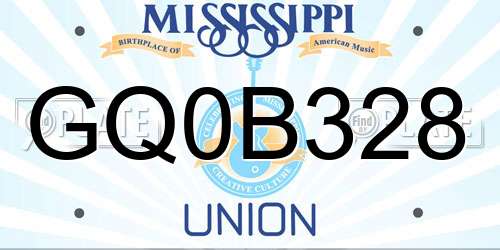 GQ0B328 Mississippi License Plate