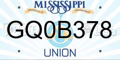 GQ0B378 Mississippi License Plate