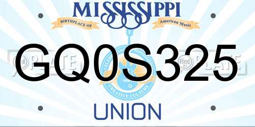 GQ0S325 Mississippi License Plate