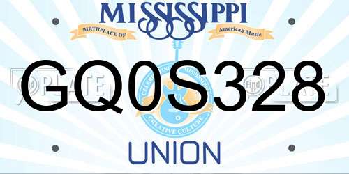 GQ0S328 Mississippi License Plate