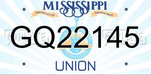 GQ22145 Mississippi License Plate