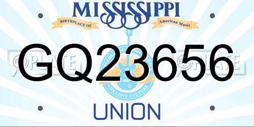 GQ23656 Mississippi License Plate