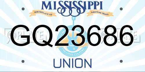 GQ23686 Mississippi License Plate