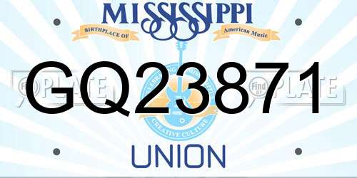 GQ23871 Mississippi License Plate