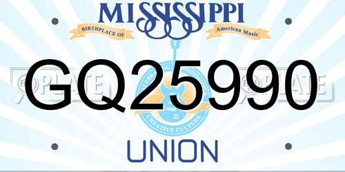 GQ25990 Mississippi License Plate