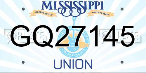 GQ27145 Mississippi License Plate
