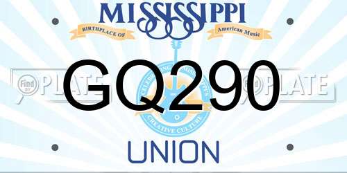 GQ290 Mississippi License Plate