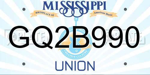 GQ2B990 Mississippi License Plate