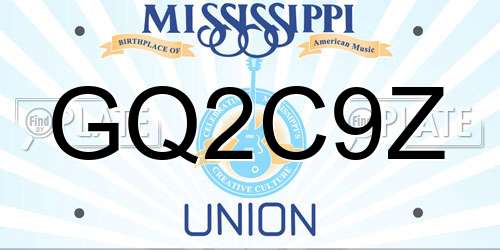 GQ2C9Z Mississippi License Plate