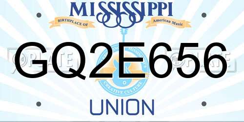 GQ2E656 Mississippi License Plate