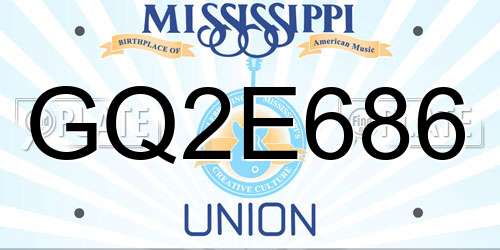 GQ2E686 Mississippi License Plate