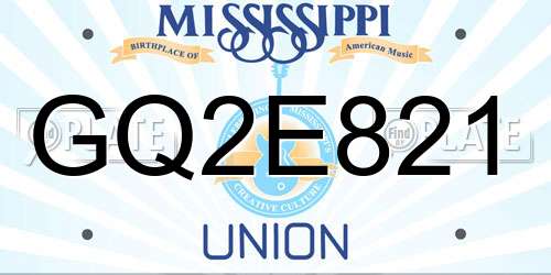 GQ2E821 Mississippi License Plate