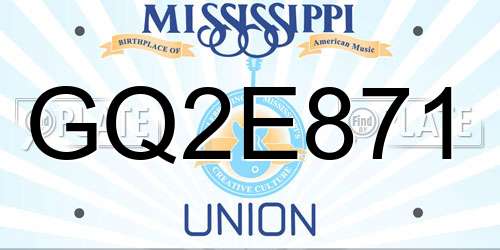 GQ2E871 Mississippi License Plate