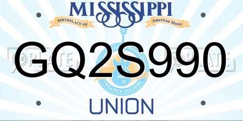 GQ2S990 Mississippi License Plate