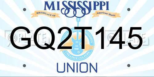 GQ2T145 Mississippi License Plate
